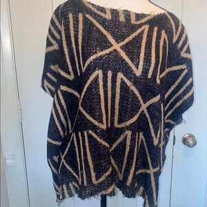 Geometric Patterned Navy and Tan Women's Top